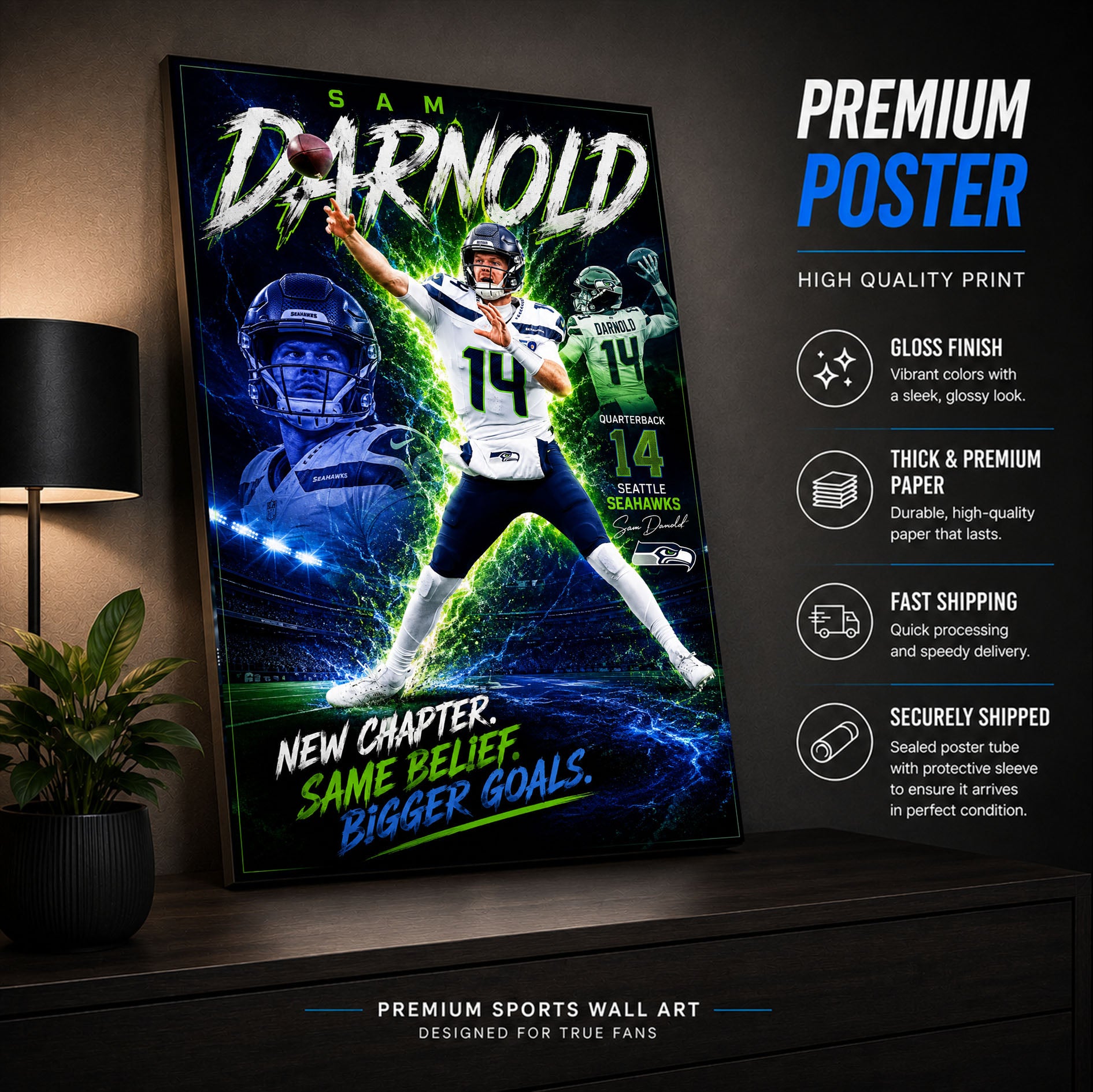 Sam Darnold Seahawks Fan Poster or Canvas Wall Art