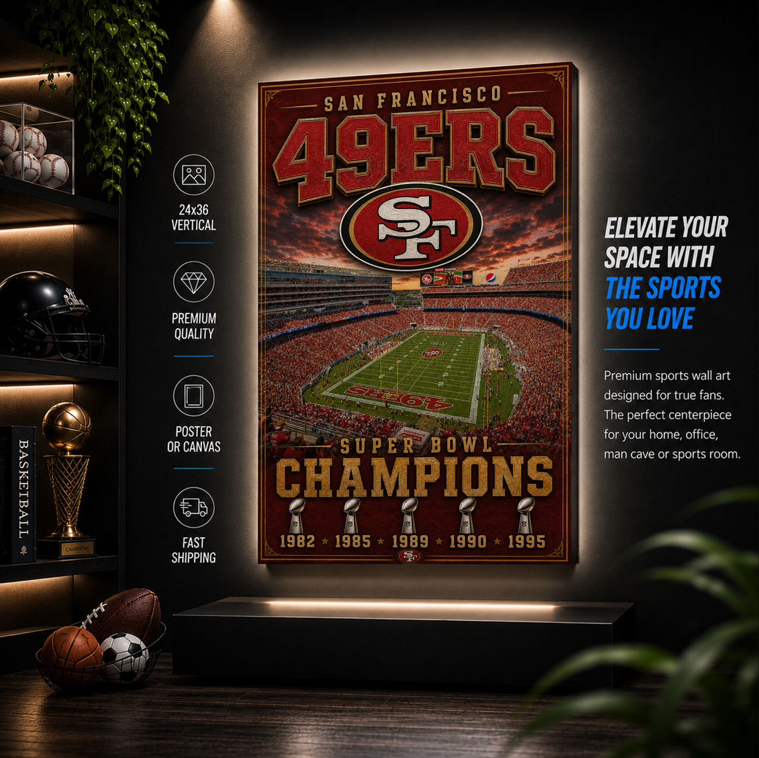 San Francisco 49ers Stadium Fan Poster or Canvas Wall Art