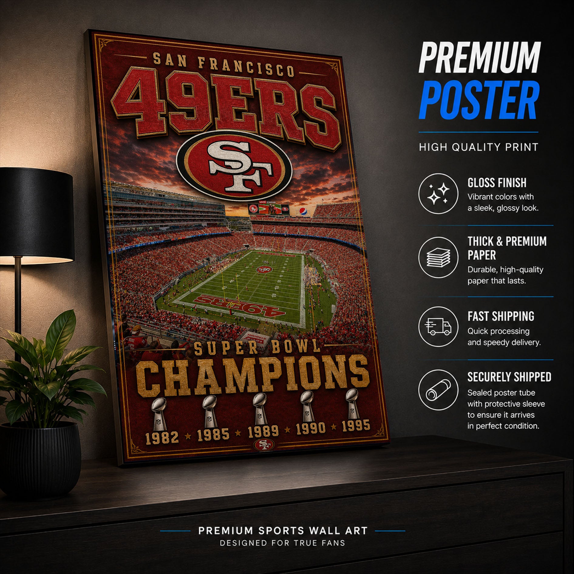 San Francisco 49ers Stadium Fan Poster or Canvas Wall Art