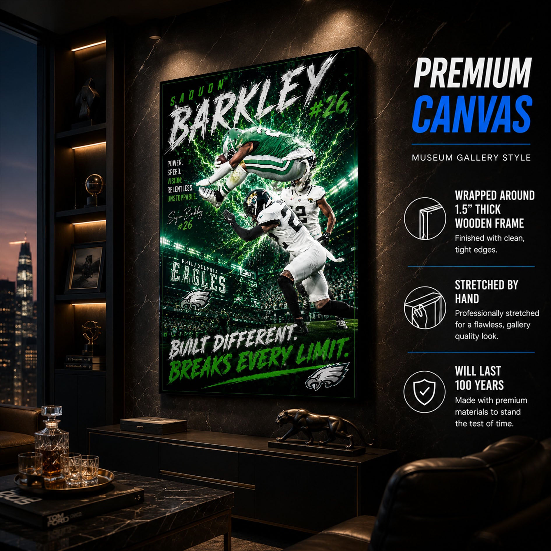 Saquon Barkley Eagles Fan Poster or Canvas Wall Art