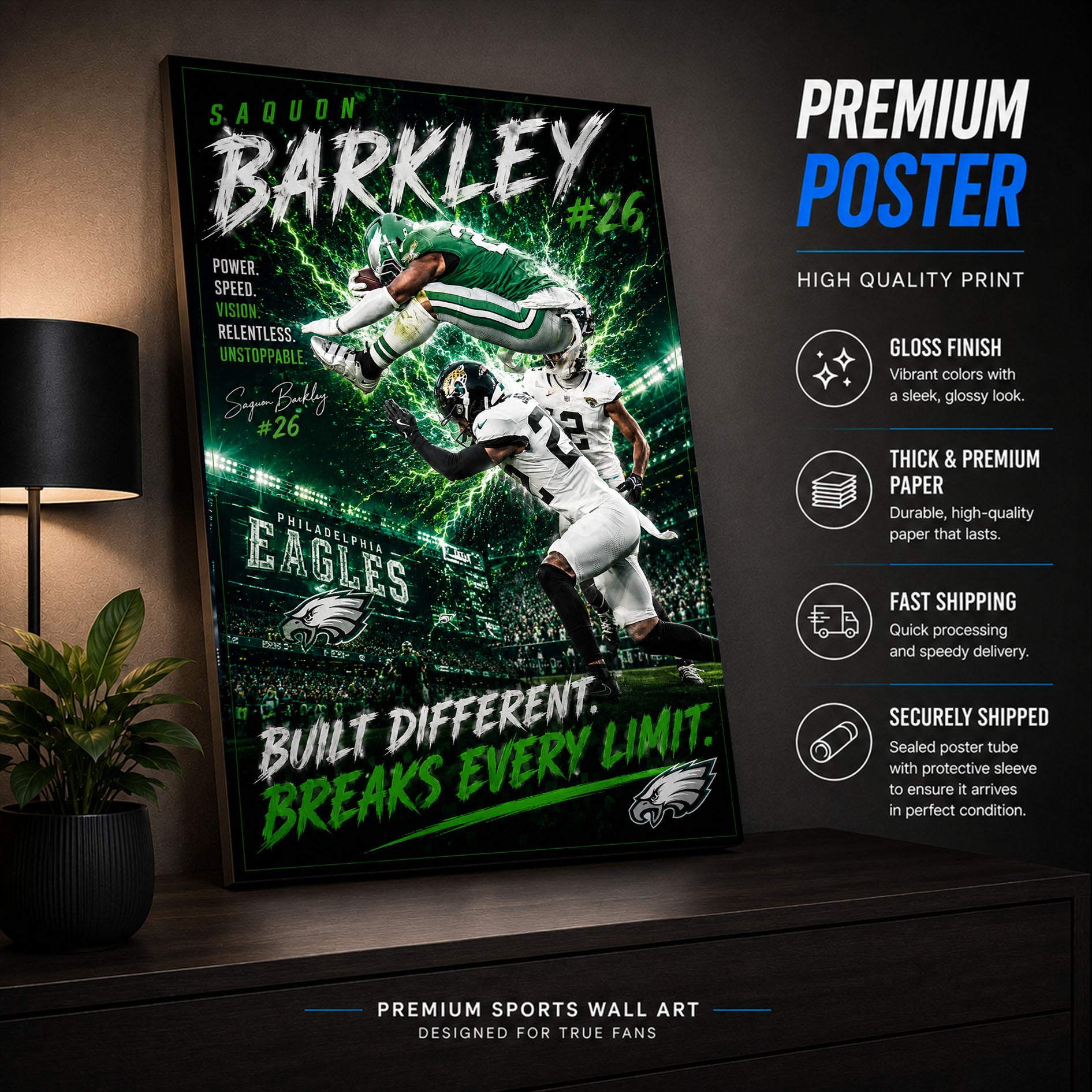 Saquon Barkley Eagles Fan Poster or Canvas Wall Art