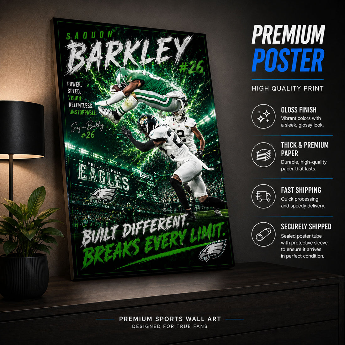 Saquon Barkley Eagles Fan Poster or Canvas Wall Art