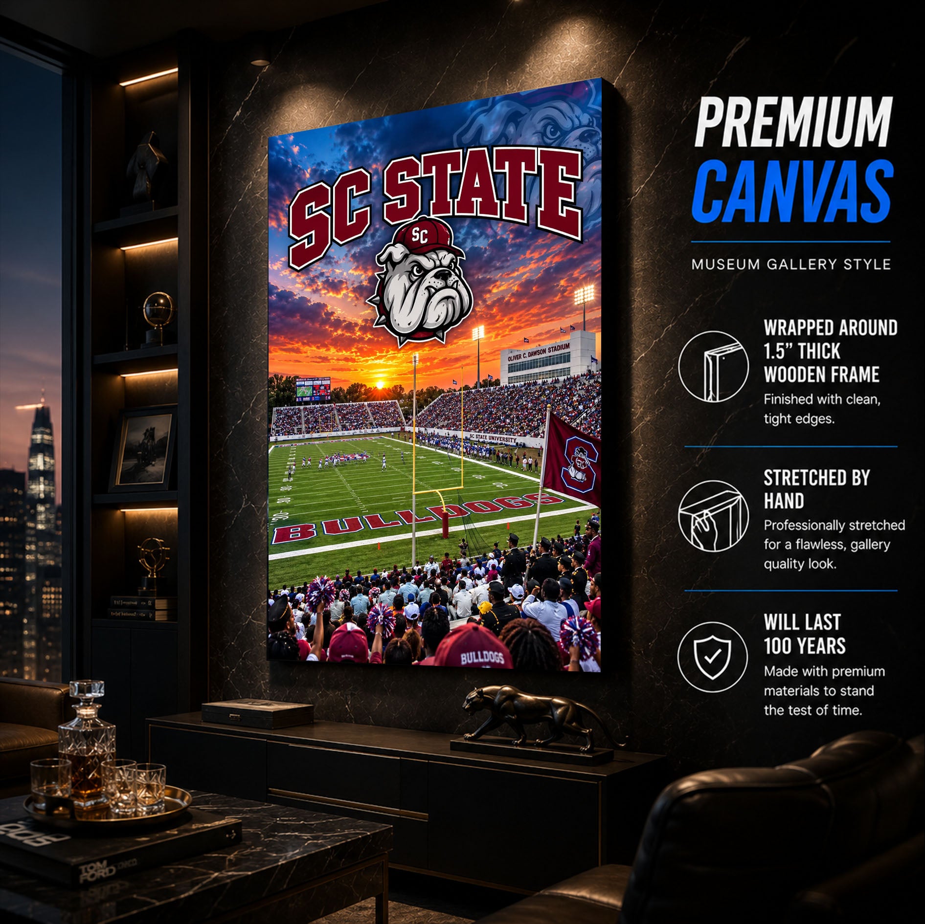 SC State Football Stadium Poster or Canvas Wall Art