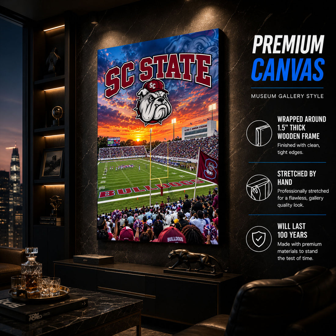SC State Football Stadium Poster or Canvas Wall Art