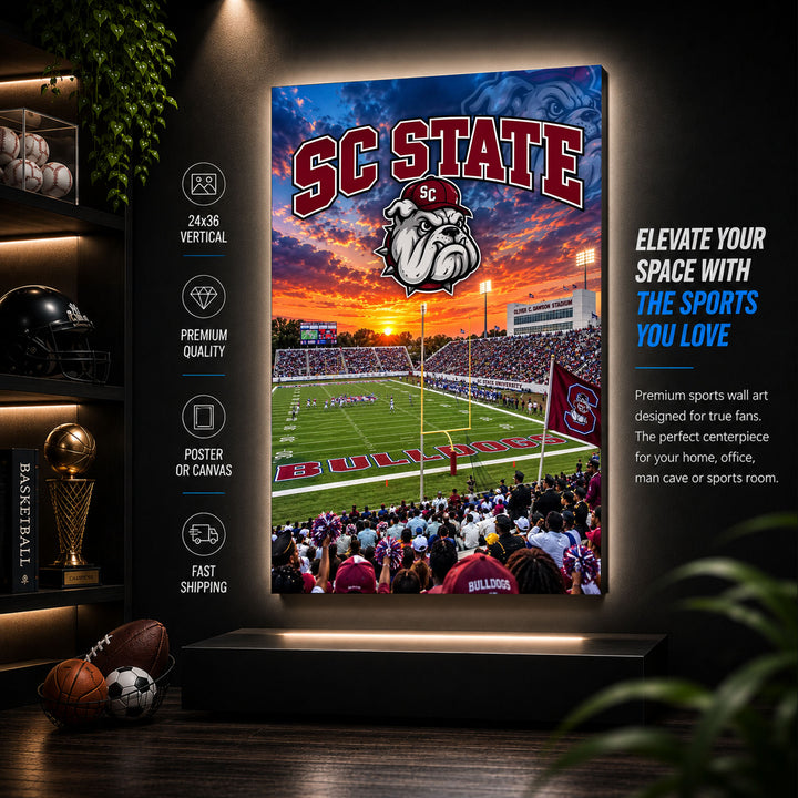 SC State Football Stadium Poster or Canvas Wall Art