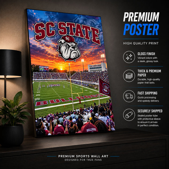 SC State Football Stadium Poster or Canvas Wall Art