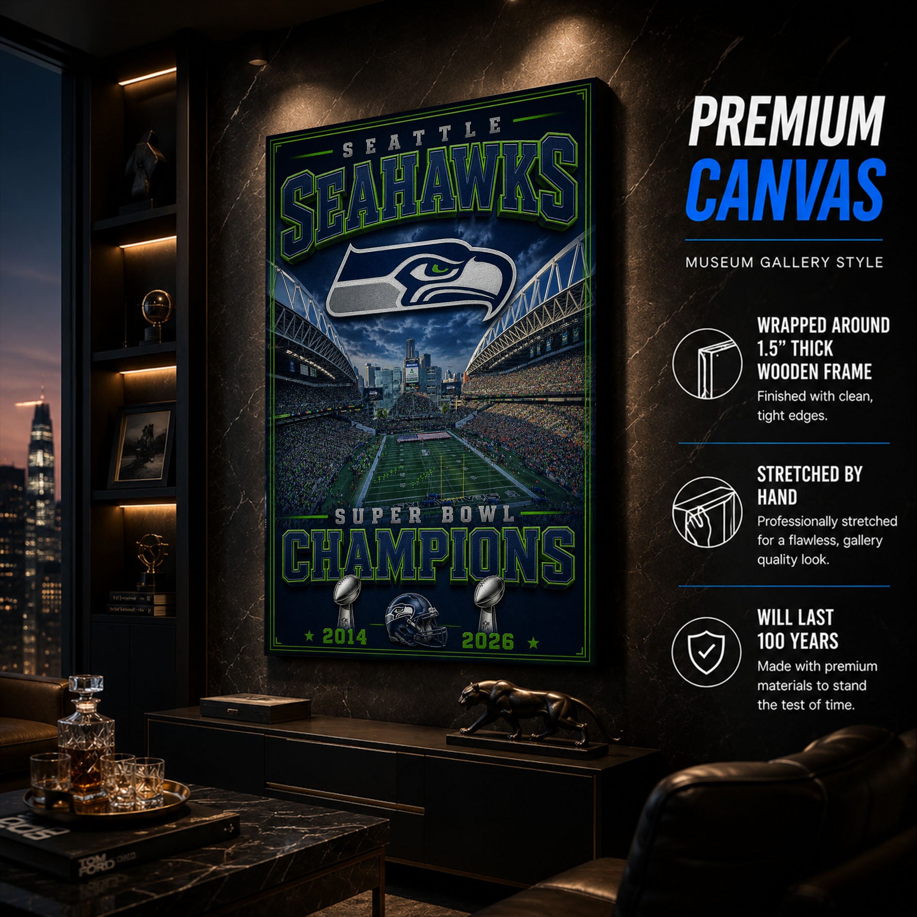 Seattle Seahawks Stadium Fan Poster or Canvas Wall Art