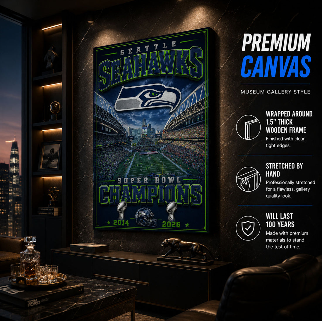 Seattle Seahawks Stadium Fan Poster or Canvas Wall Art