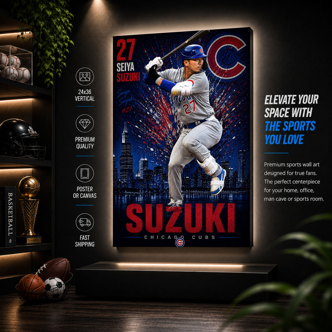 Seiya Suzuki Cubs Poster or Canvas Wall Art