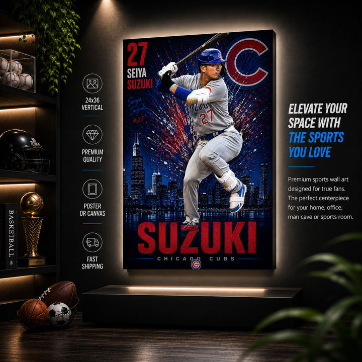 Seiya Suzuki Cubs Poster or Canvas Wall Art