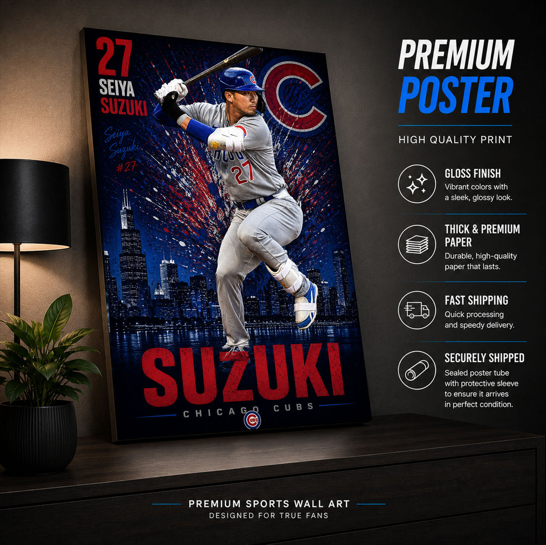 Seiya Suzuki Cubs Poster or Canvas Wall Art