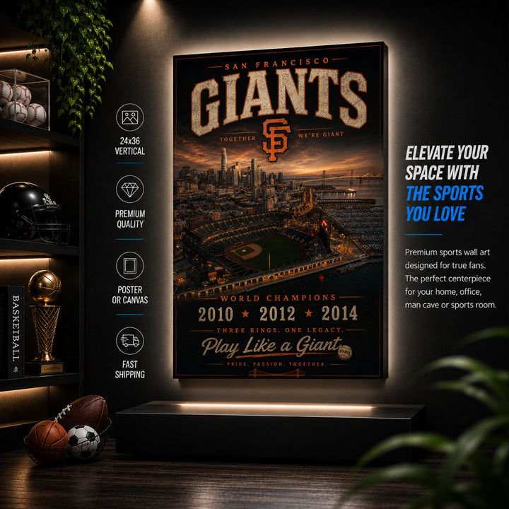 San Francisco Giants Stadium Fan Poster or Canvas Wall Art