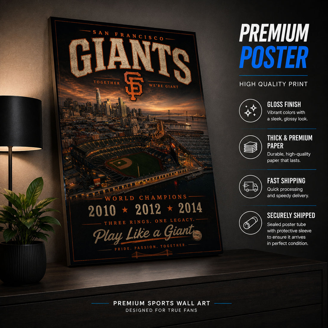 San Francisco Giants Stadium Fan Poster or Canvas Wall Art