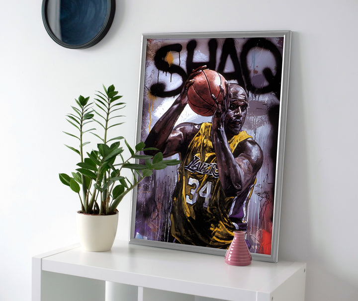 Shaquille Oneal SHAQ Painting Poster or Canvas Wall Art