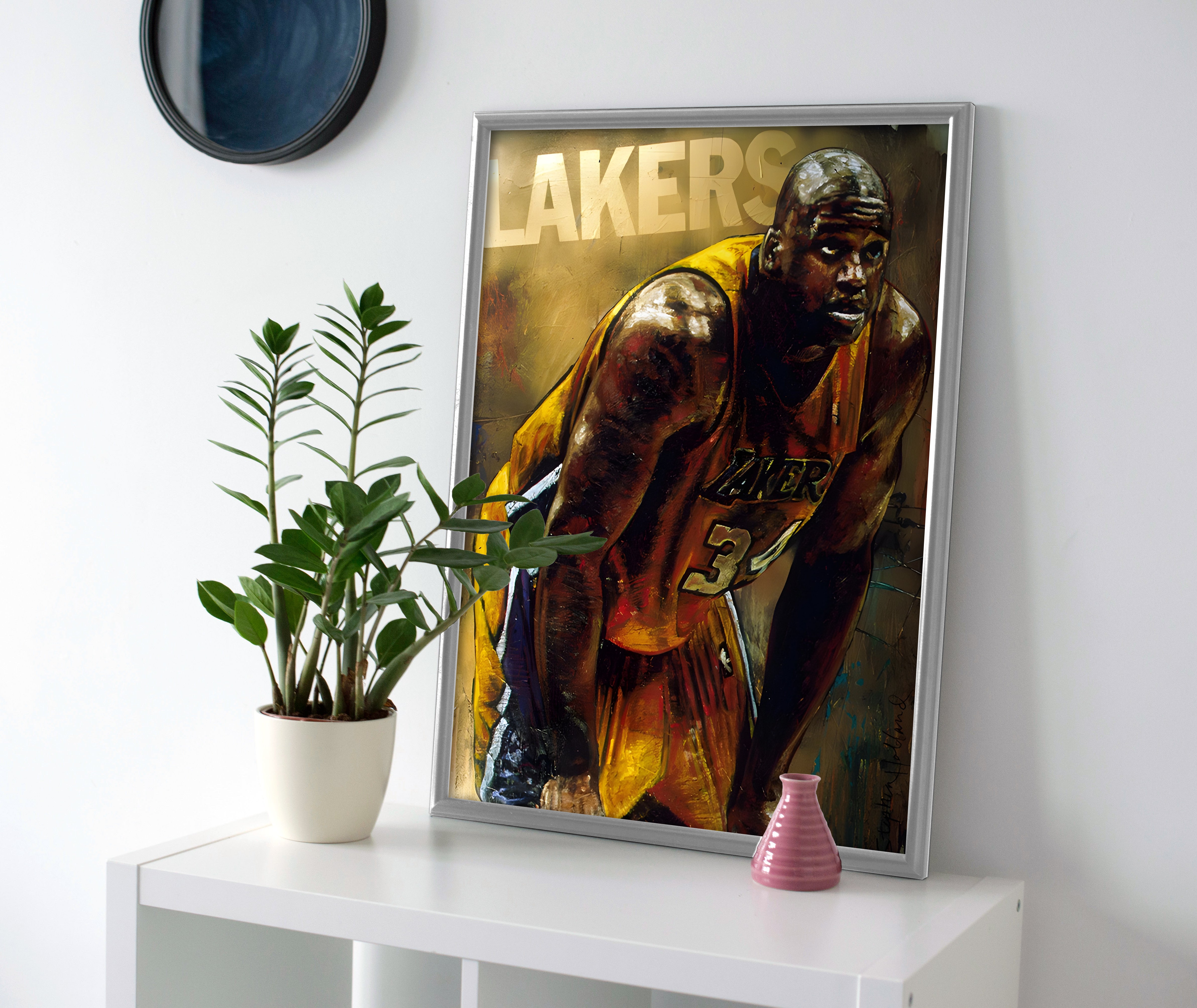 Shaquille Oneal SHAQ Lakers Painting Poster or Canvas Wall Art