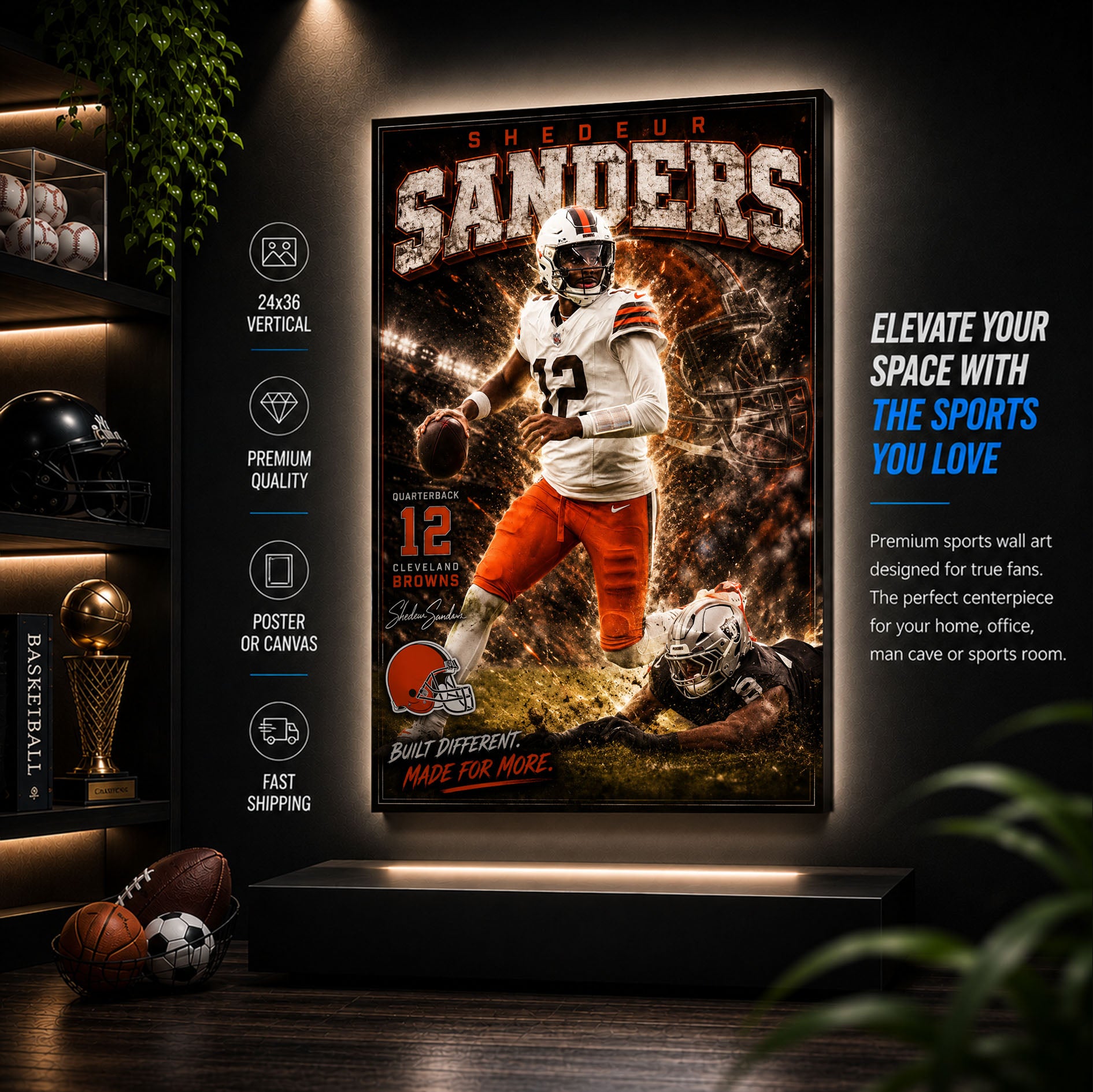 Shedeur Sanders Browns Fan Poster or Canvas Wall Art