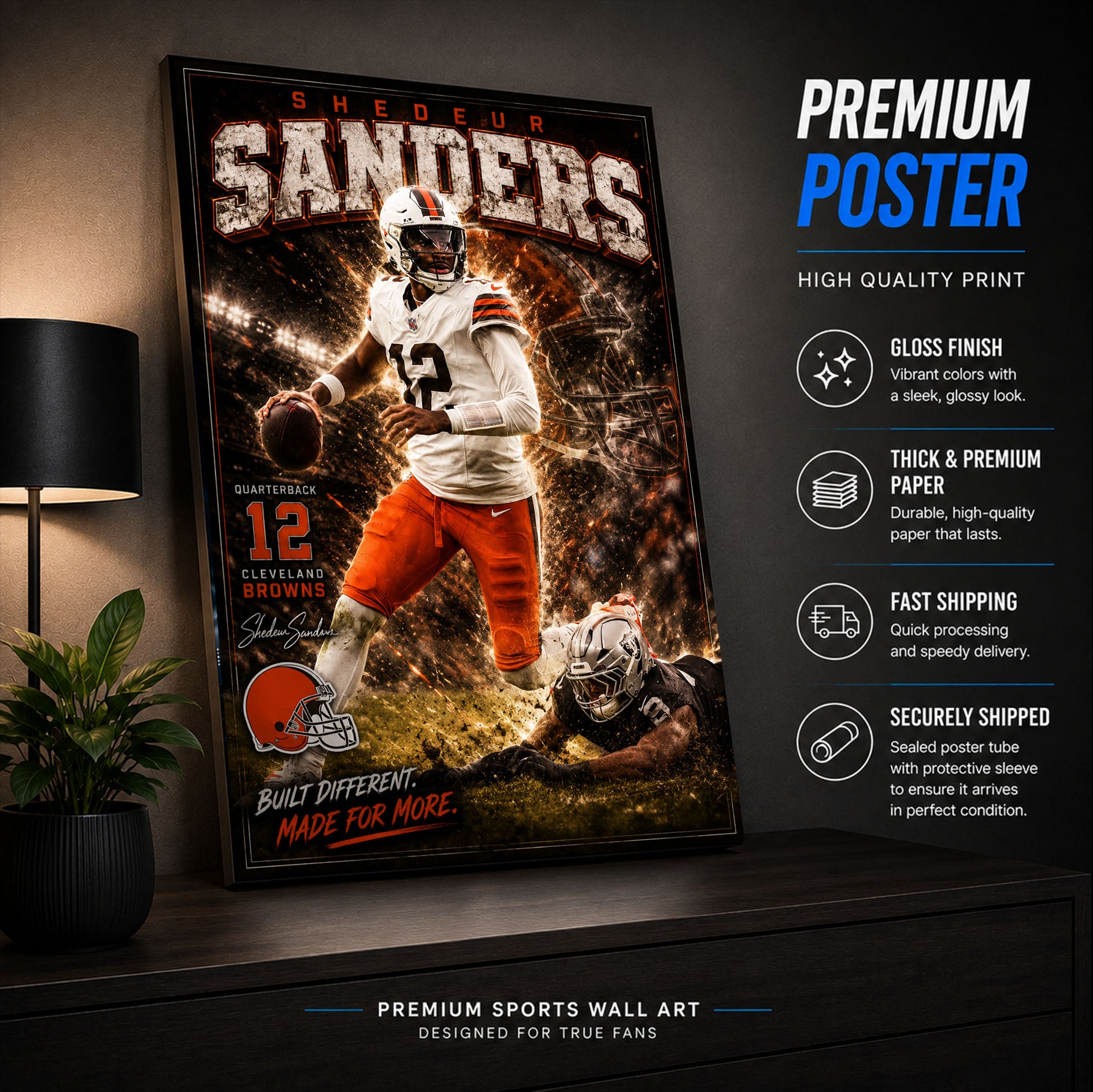 Shedeur Sanders Browns Fan Poster or Canvas Wall Art