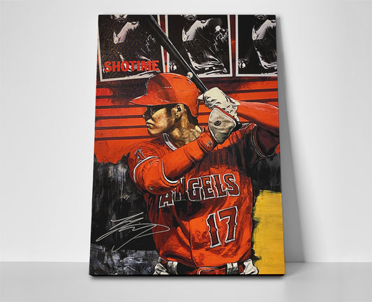 Shohei Ohtani Hitting Poster canvas