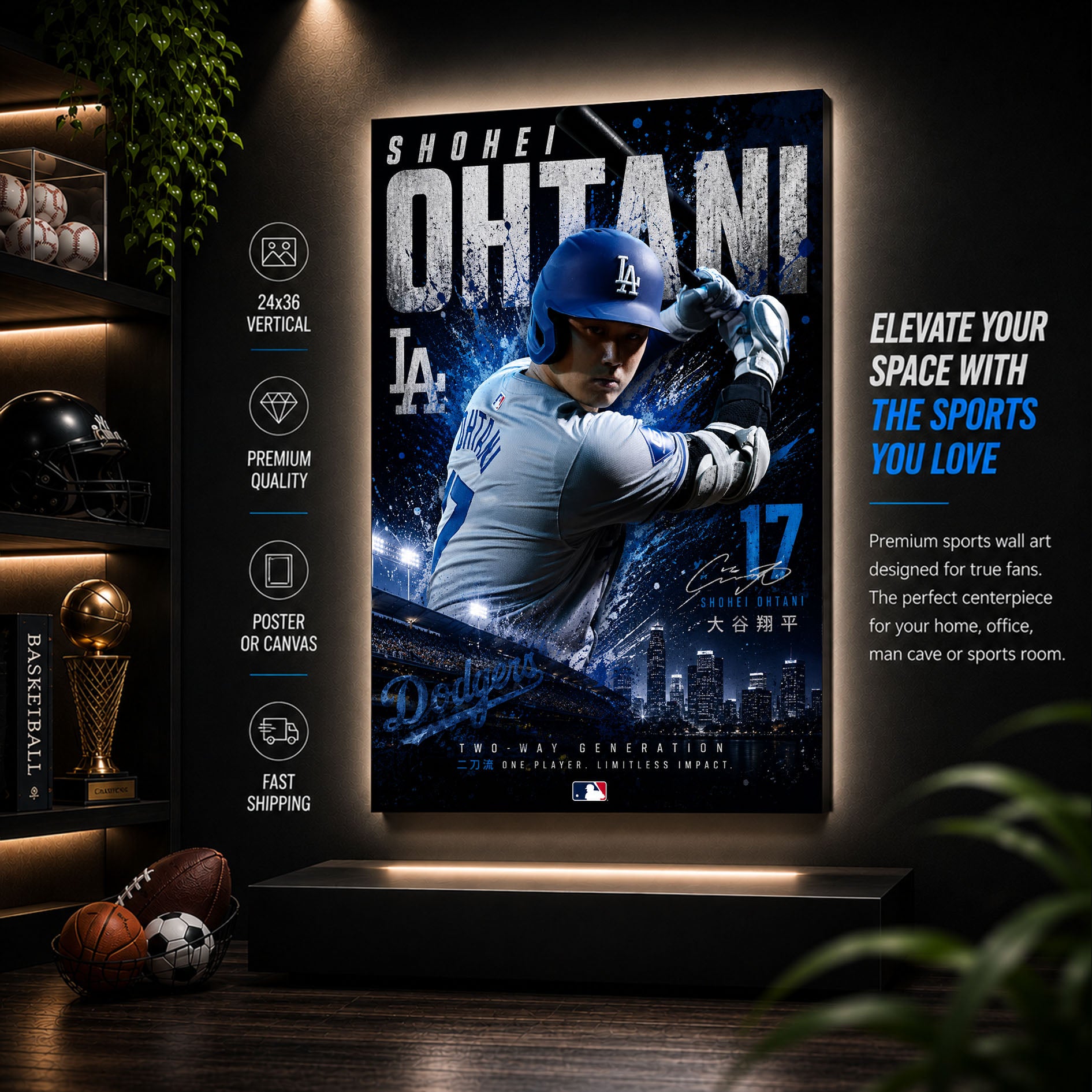 Shohei Ohtani Dodgers Poster or Canvas Wall Art