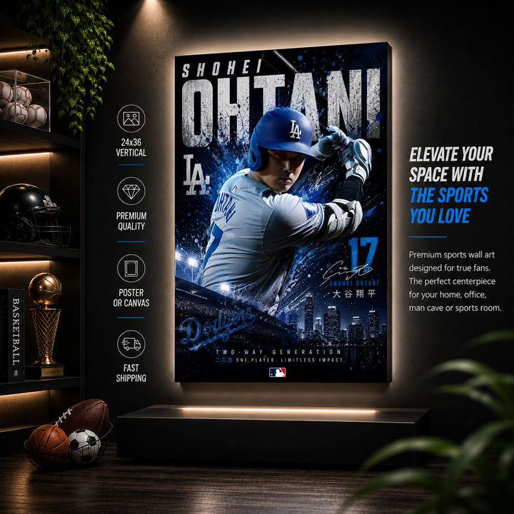 Shohei Ohtani Dodgers Poster or Canvas Wall Art