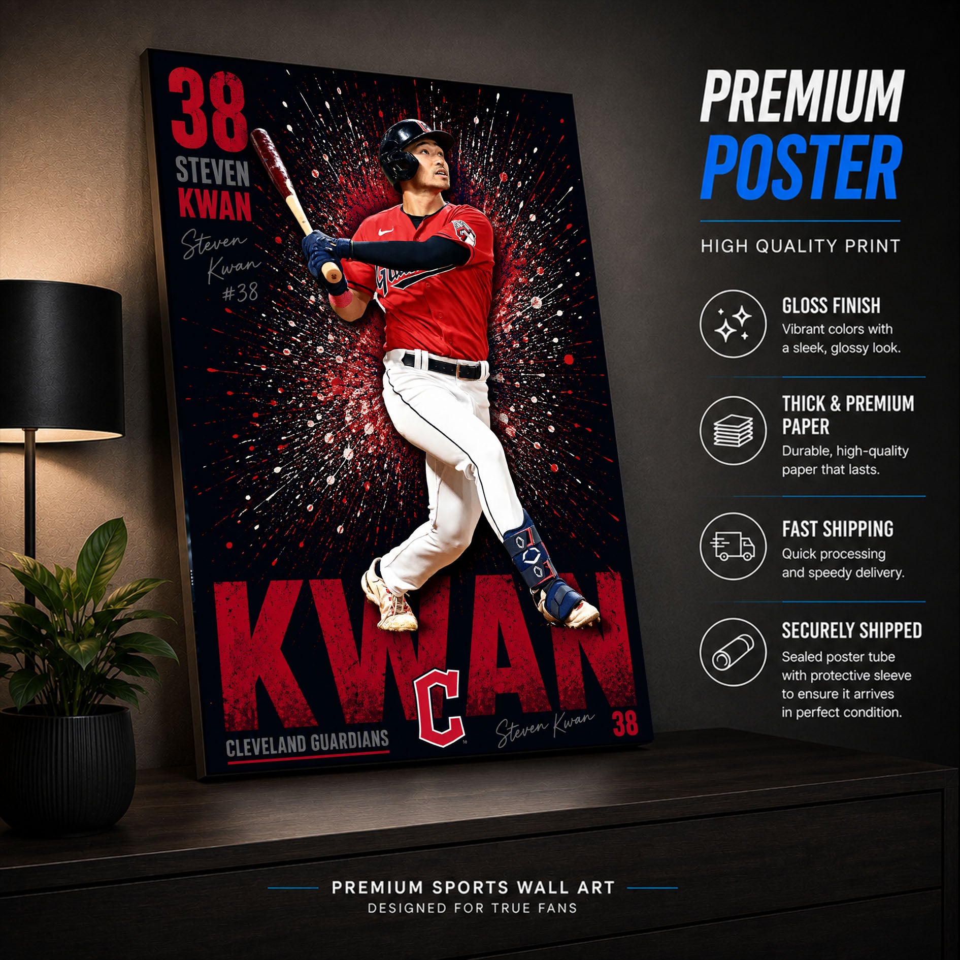 Steven Kwan Guardians Poster or Canvas Wall Art
