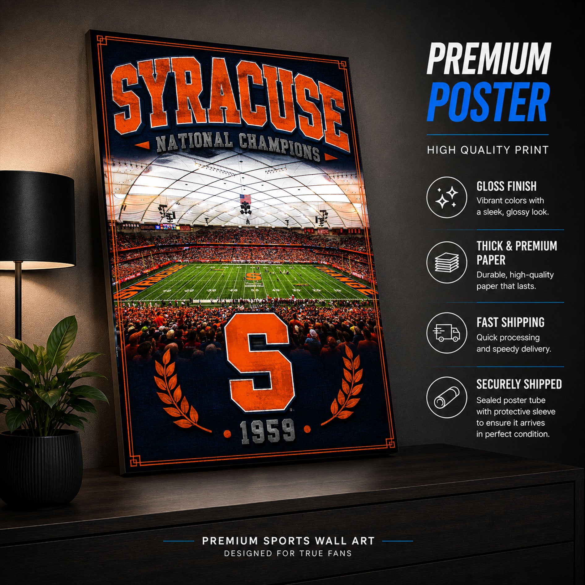Syracuse Football Stadium Fan Poster or Canvas Wall Art
