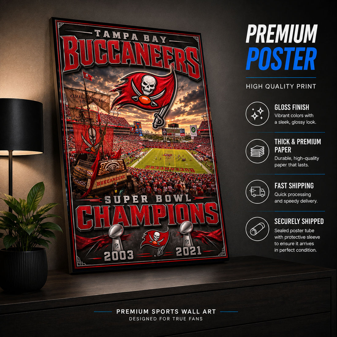 Tampa Bay Buccaneers Stadium Fan Poster or Canvas Wall Art