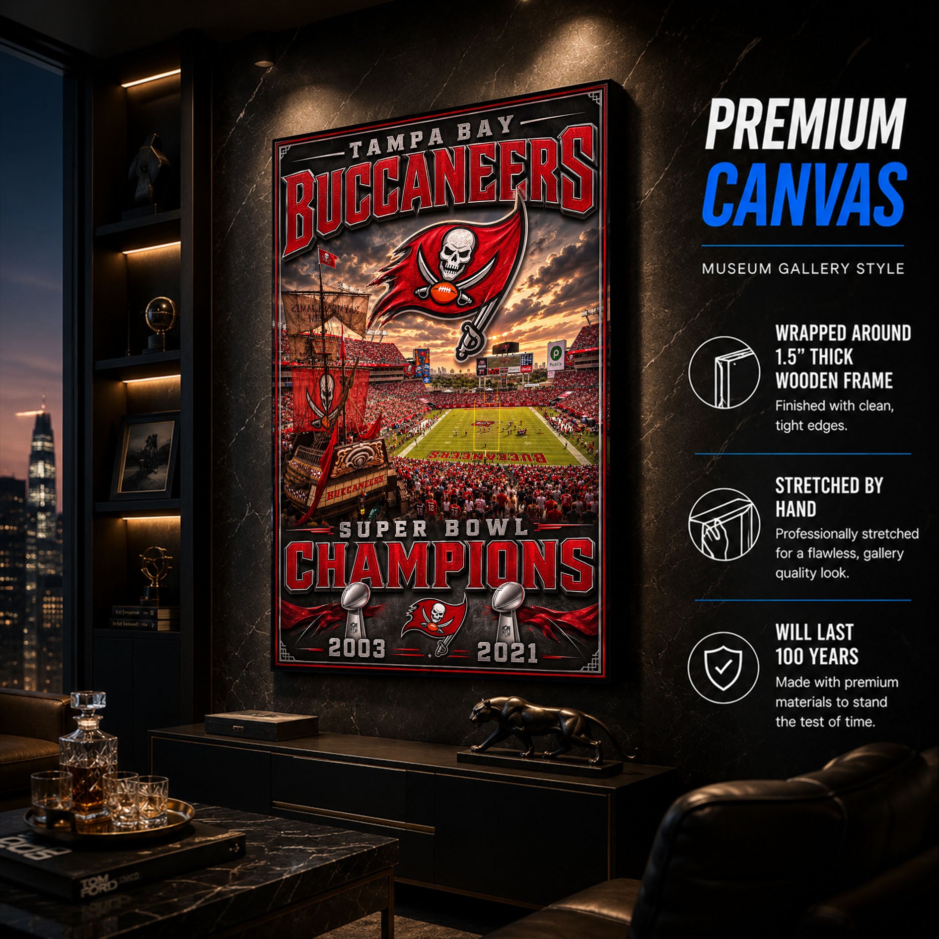 Tampa Bay Buccaneers Stadium Fan Poster or Canvas Wall Art
