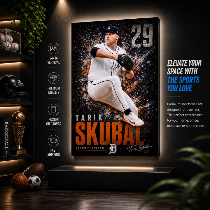 Tarik Skubal Tigers Poster or Canvas Wall Art