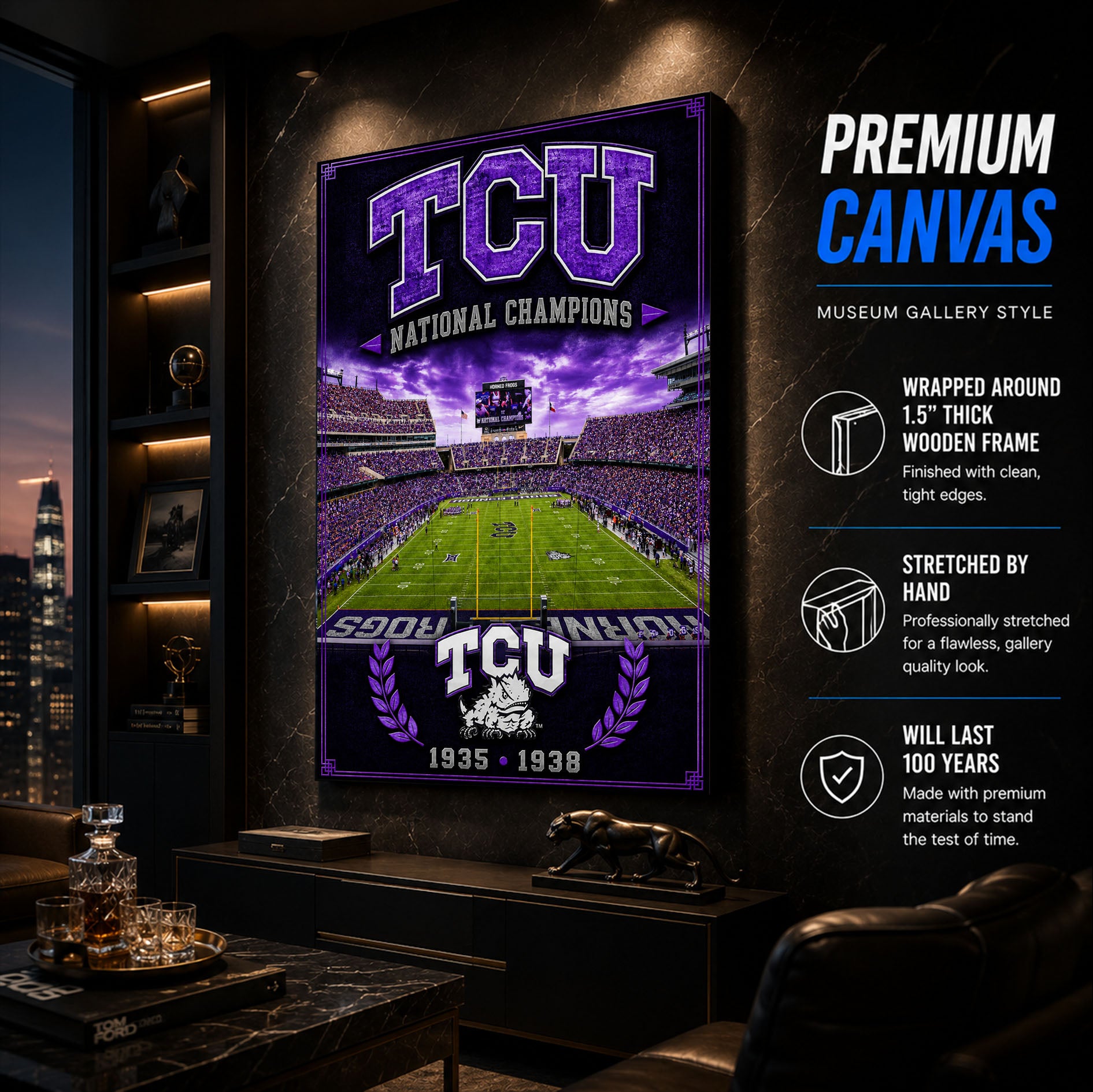TCU Football Stadium Fan Poster or Canvas Wall Art