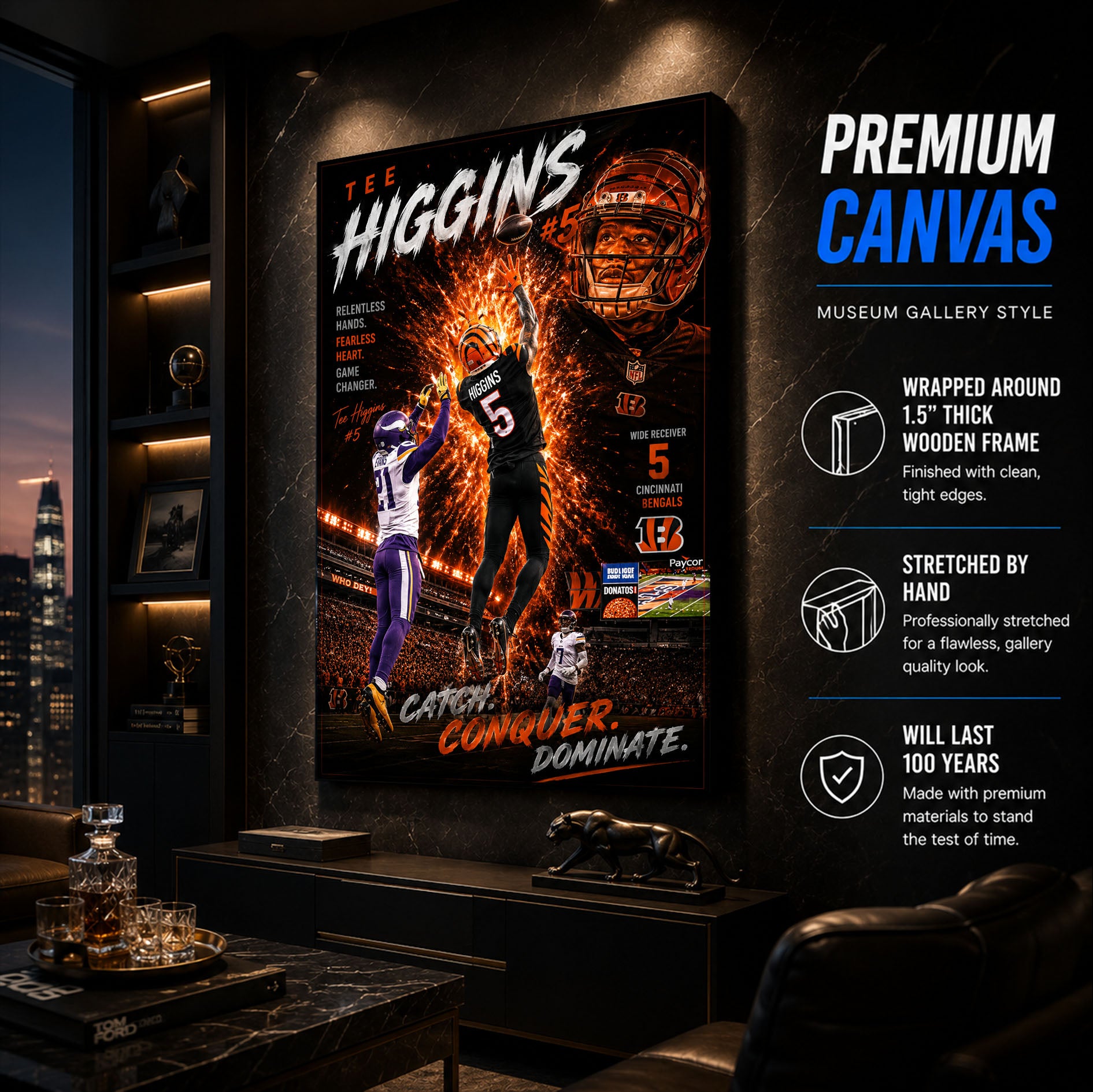 Tee Higgins Bengals Fan Poster or Canvas Wall Art