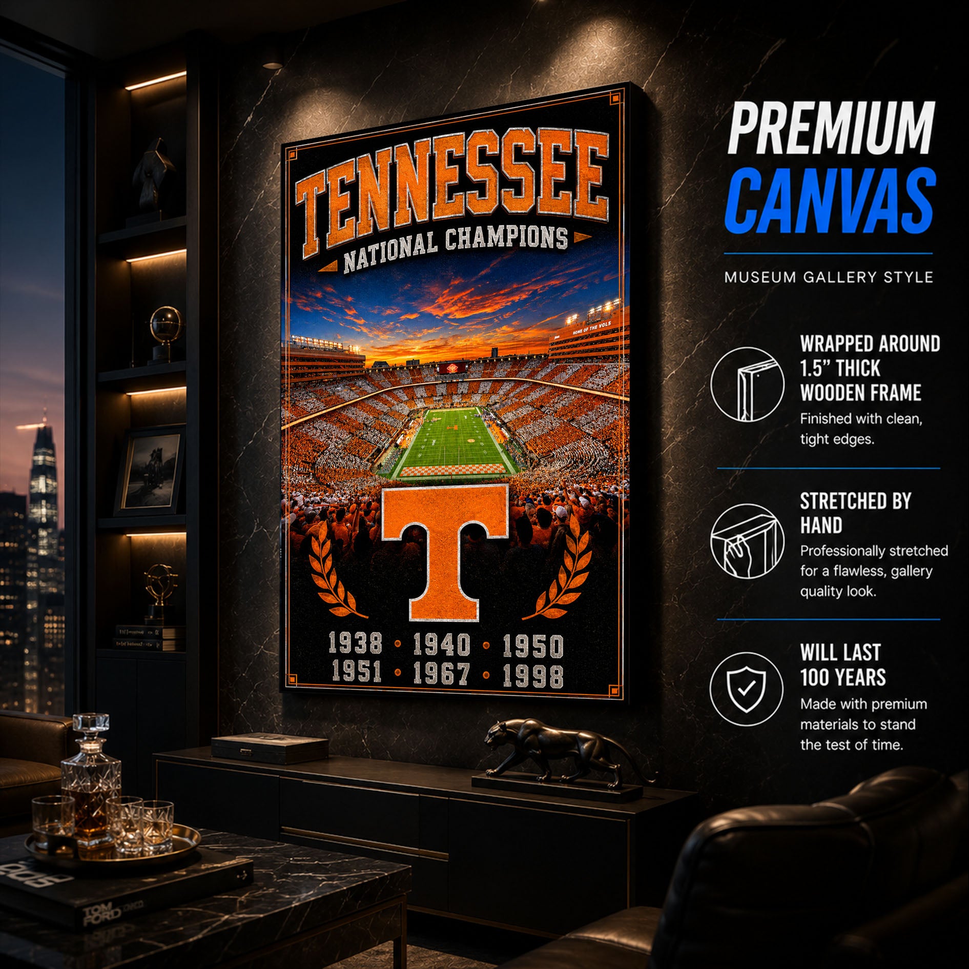 Tennessee Football Stadium Fan Poster or Canvas Wall Art