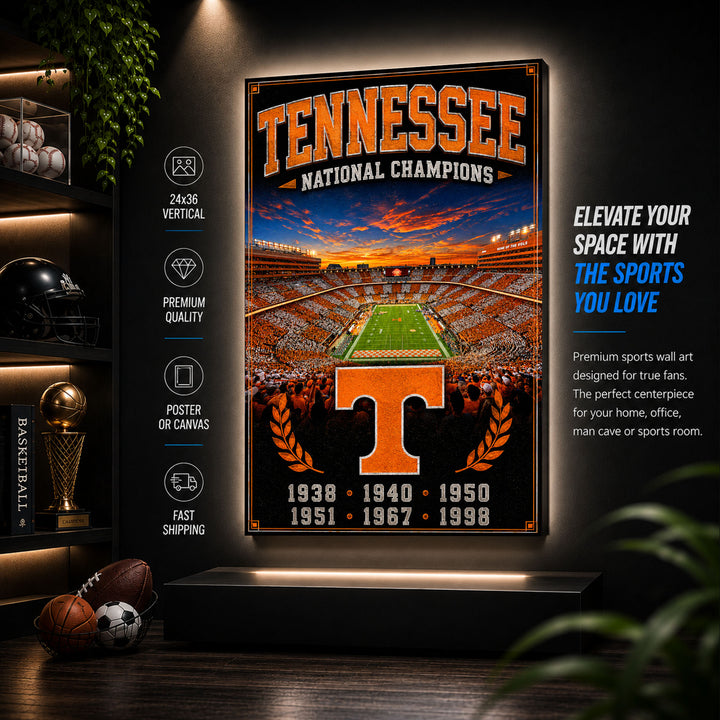 Tennessee Football Stadium Fan Poster or Canvas Wall Art