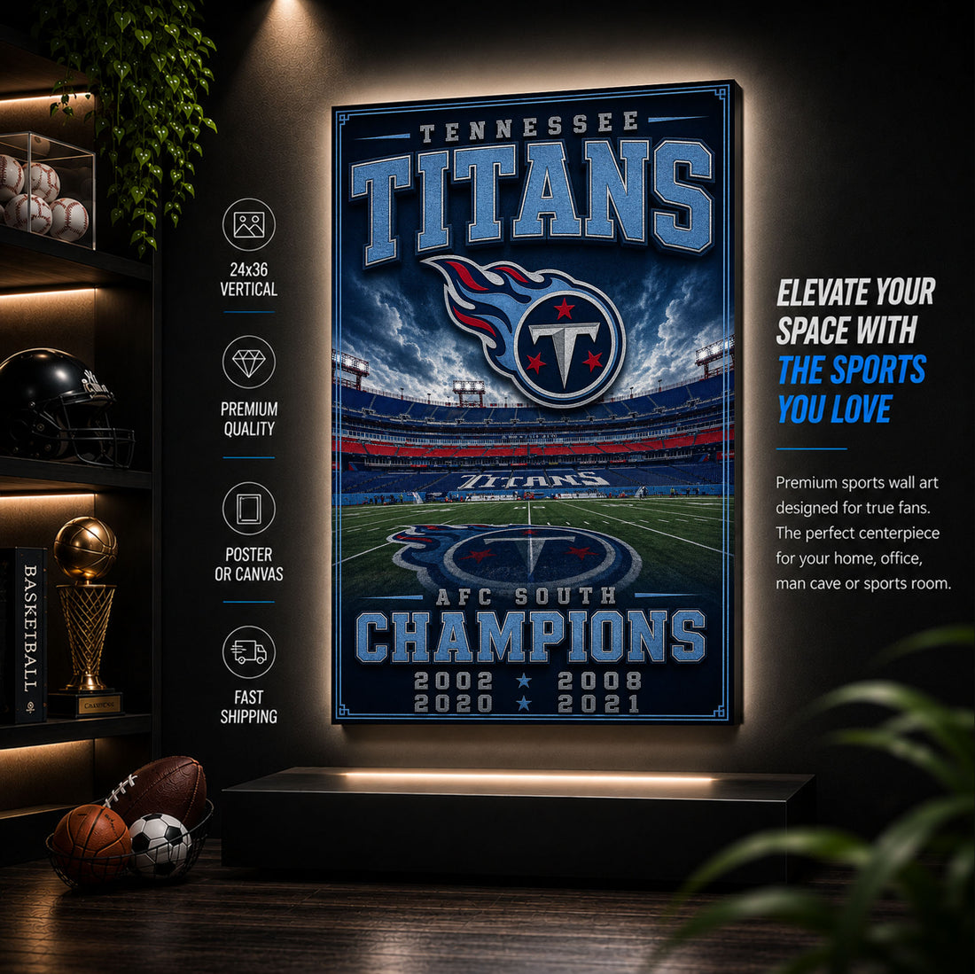 Tennessee Titans Stadium Fan Poster or Canvas Wall Art