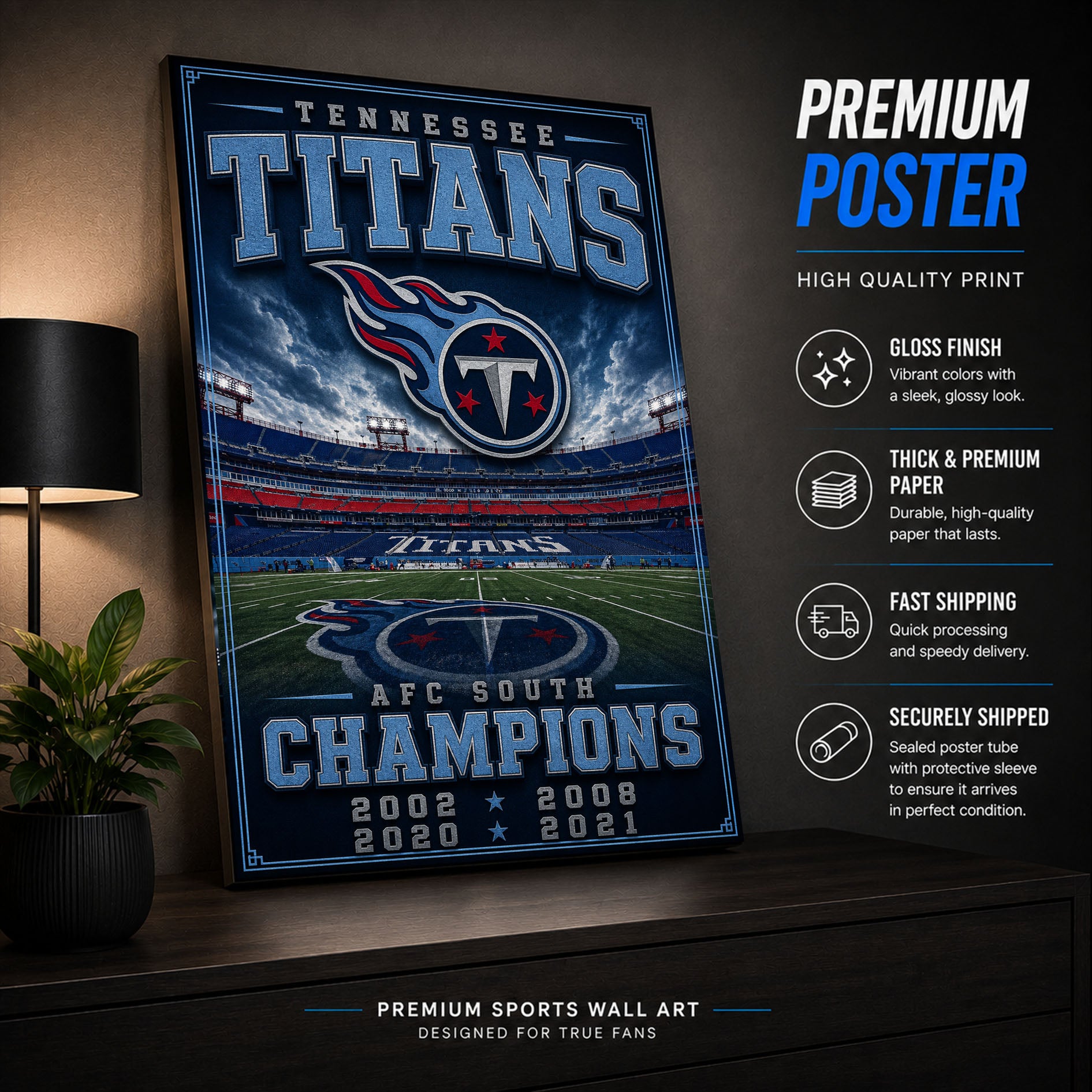 Tennessee Titans Stadium Fan Poster or Canvas Wall Art