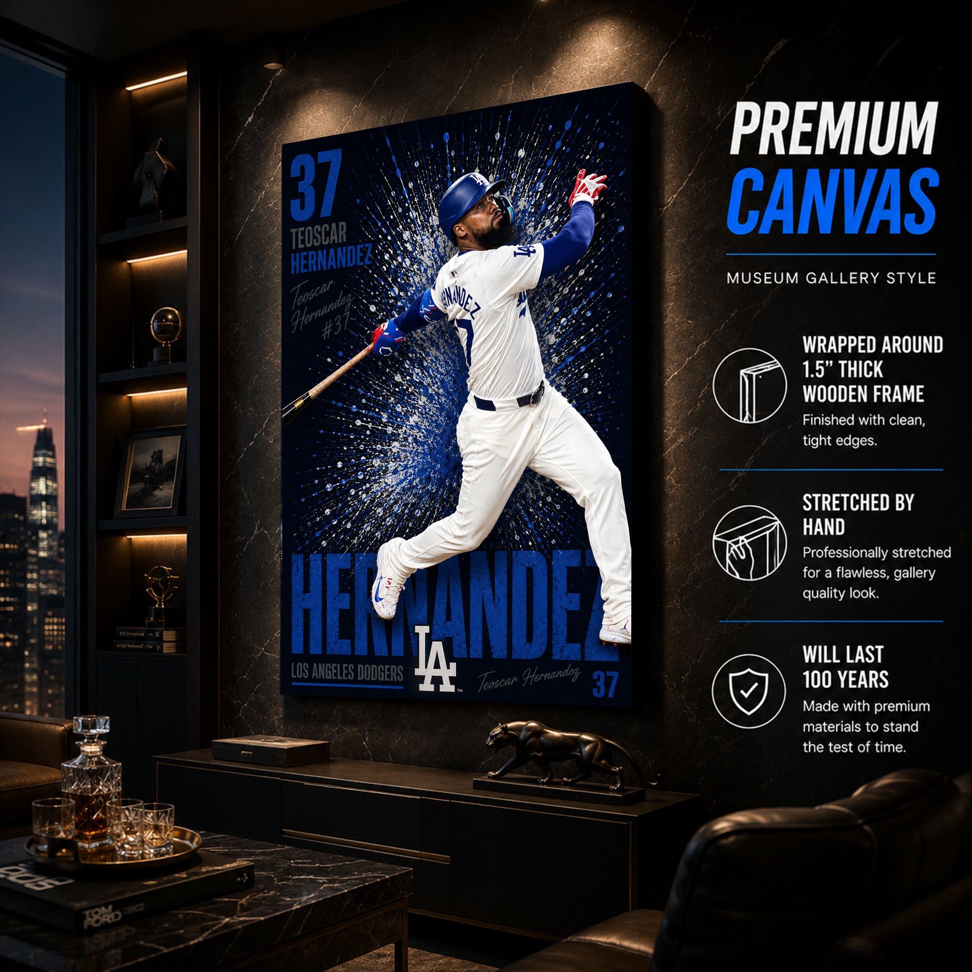 Teoscar Hernandez Dodgers Poster or Canvas Wall Art
