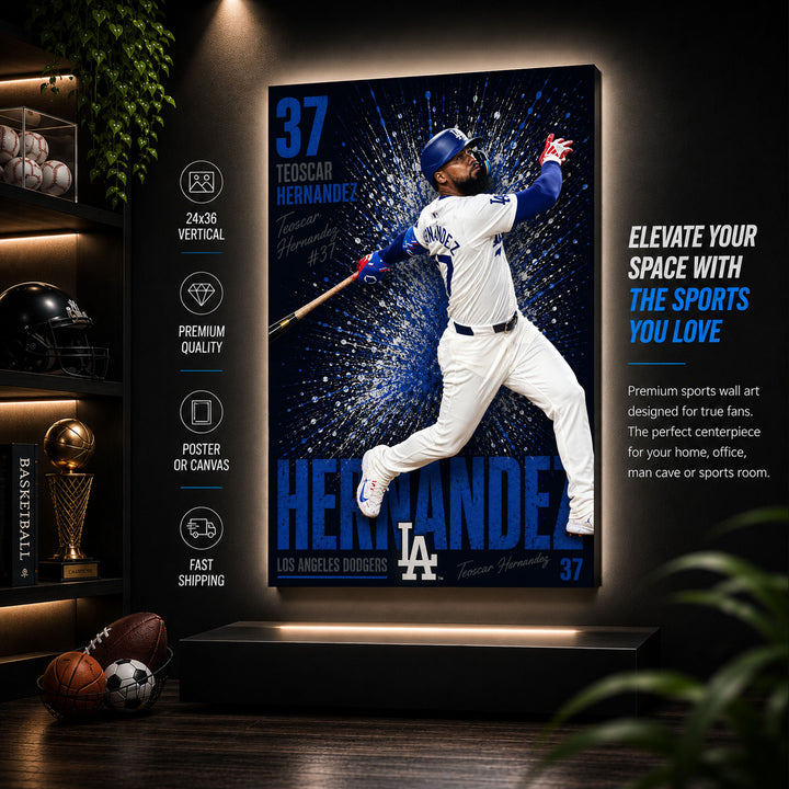 Teoscar Hernandez Dodgers Poster or Canvas Wall Art