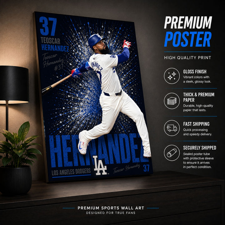 Teoscar Hernandez Dodgers Poster or Canvas Wall Art