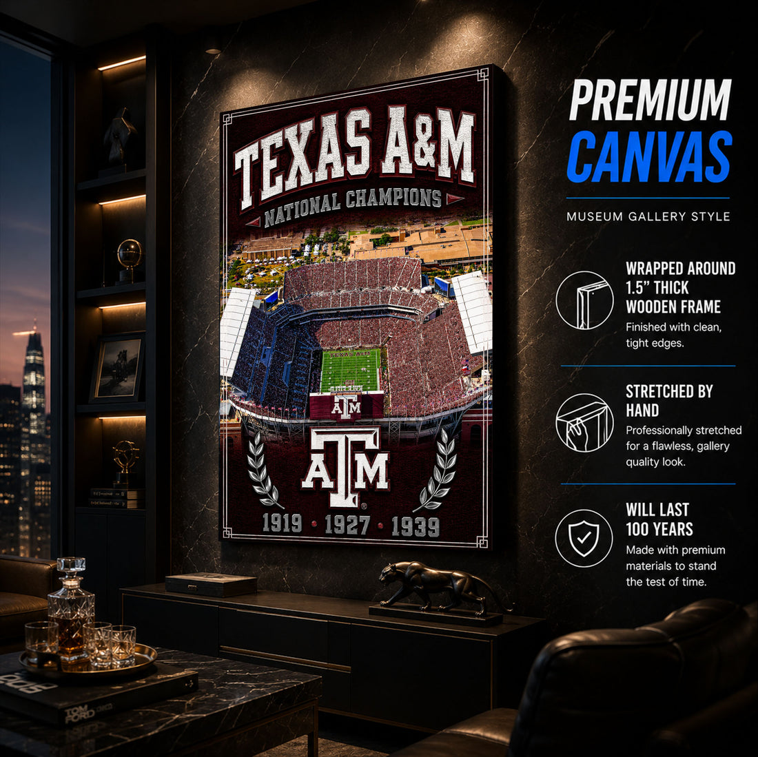 Texas A&M Football Stadium Fan Poster or Canvas Wall Art