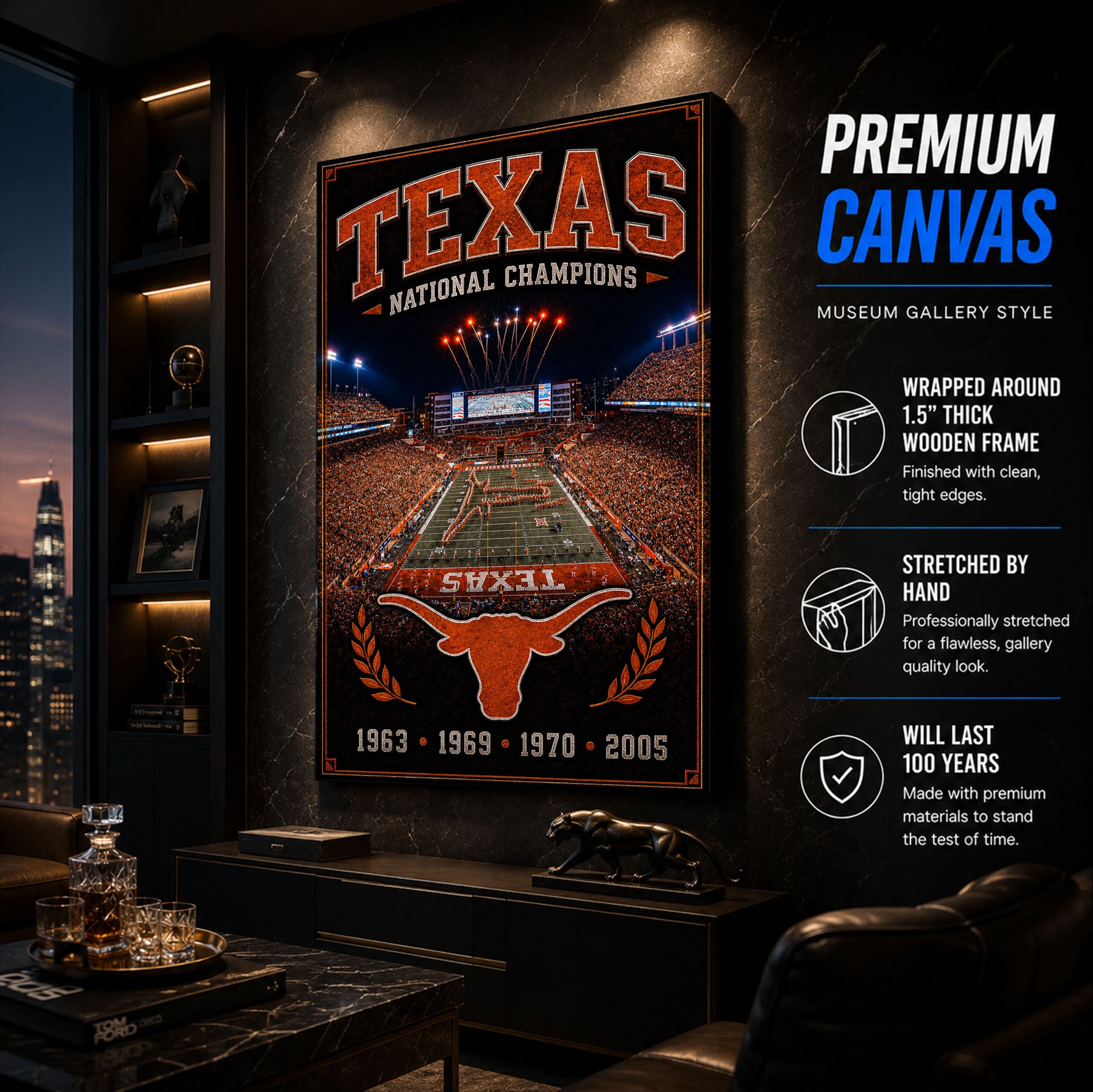 Texas Longhorns Football Stadium Fan Poster or Canvas Wall Art