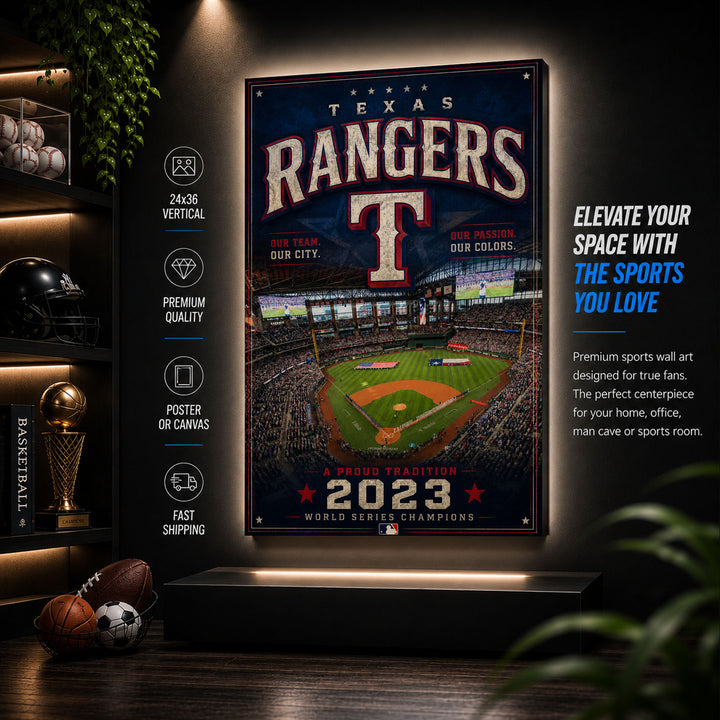 Texas Rangers Stadium Fan Poster or Canvas Wall Art