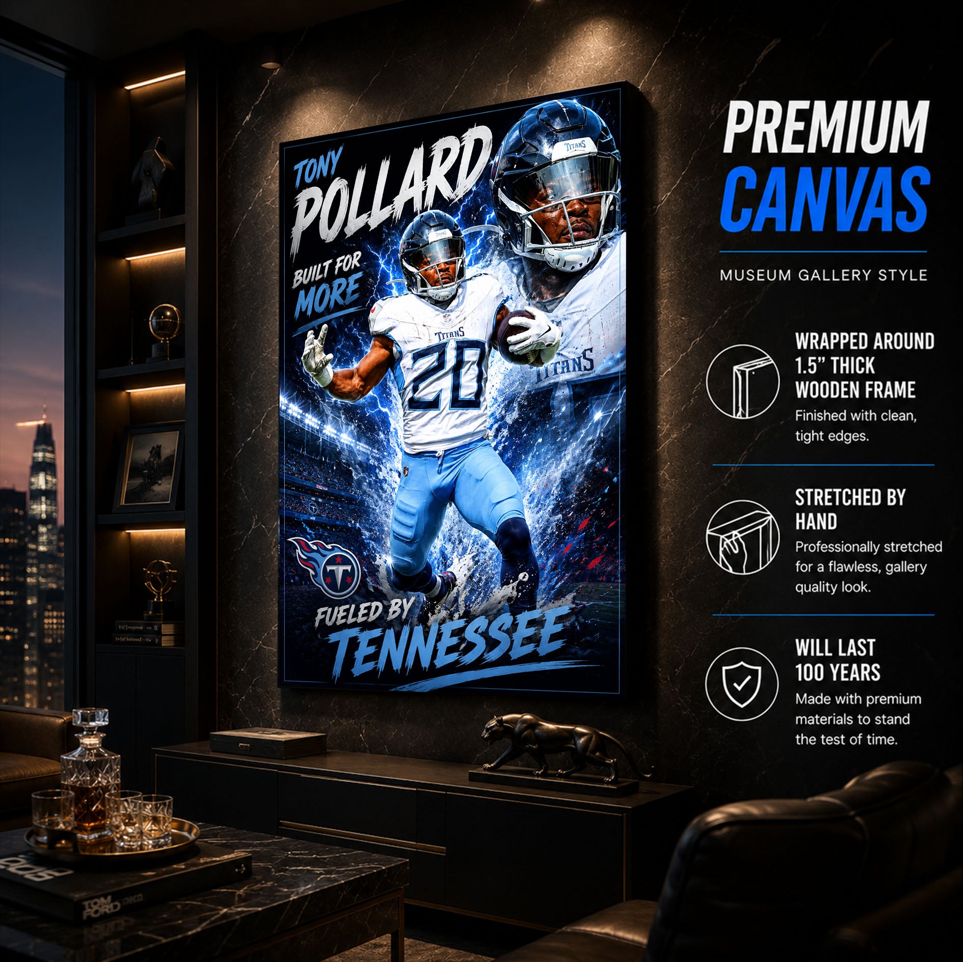 Tony Pollard Titans Fan Poster or Canvas Wall Art