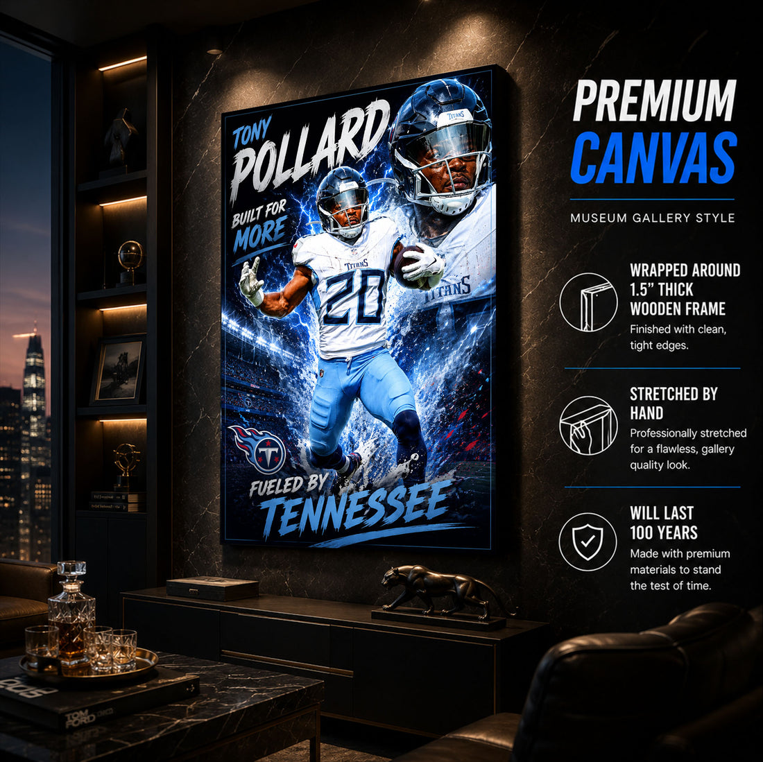 Tony Pollard Titans Fan Poster or Canvas Wall Art