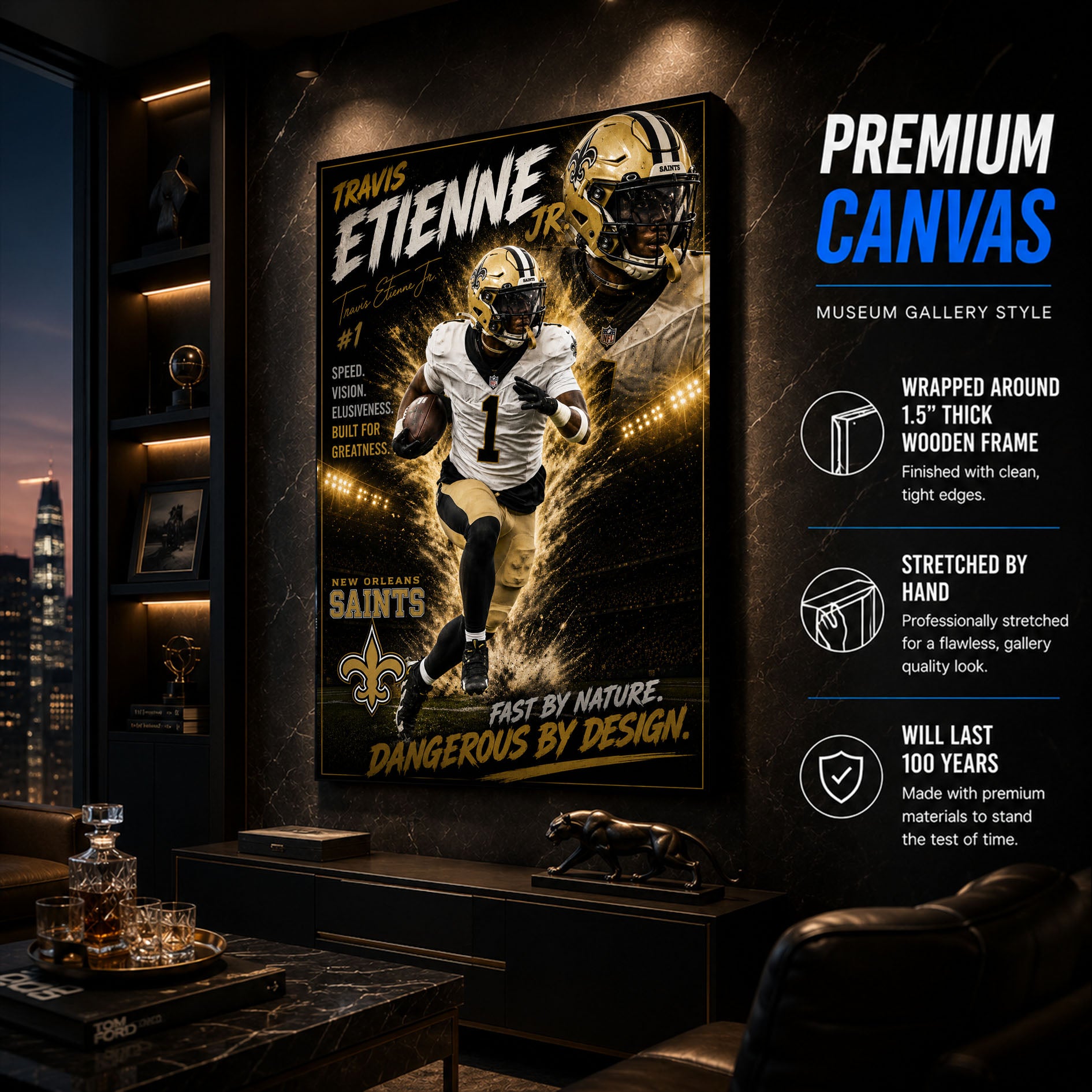 Travis Etienne Jr Saints Fan Poster or Canvas Wall Art
