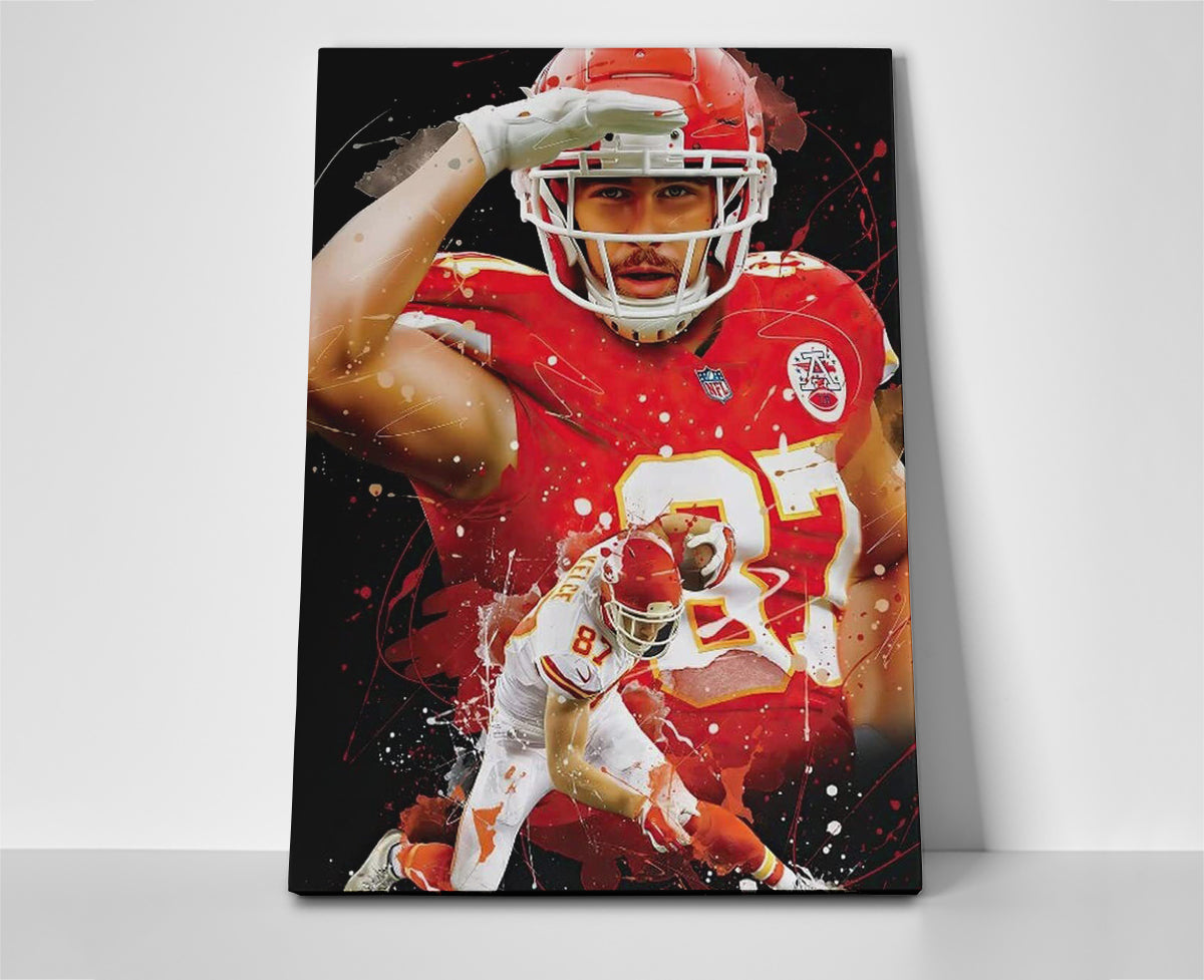 travis kelce poster canvas wall art chiefs artwork