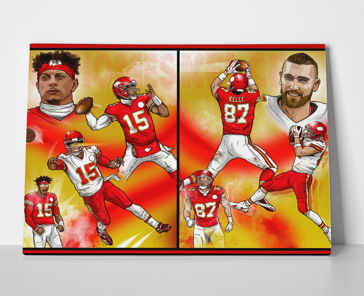 travis kelce patrick mahomes poster canvas wall art painting artwork chiefs football