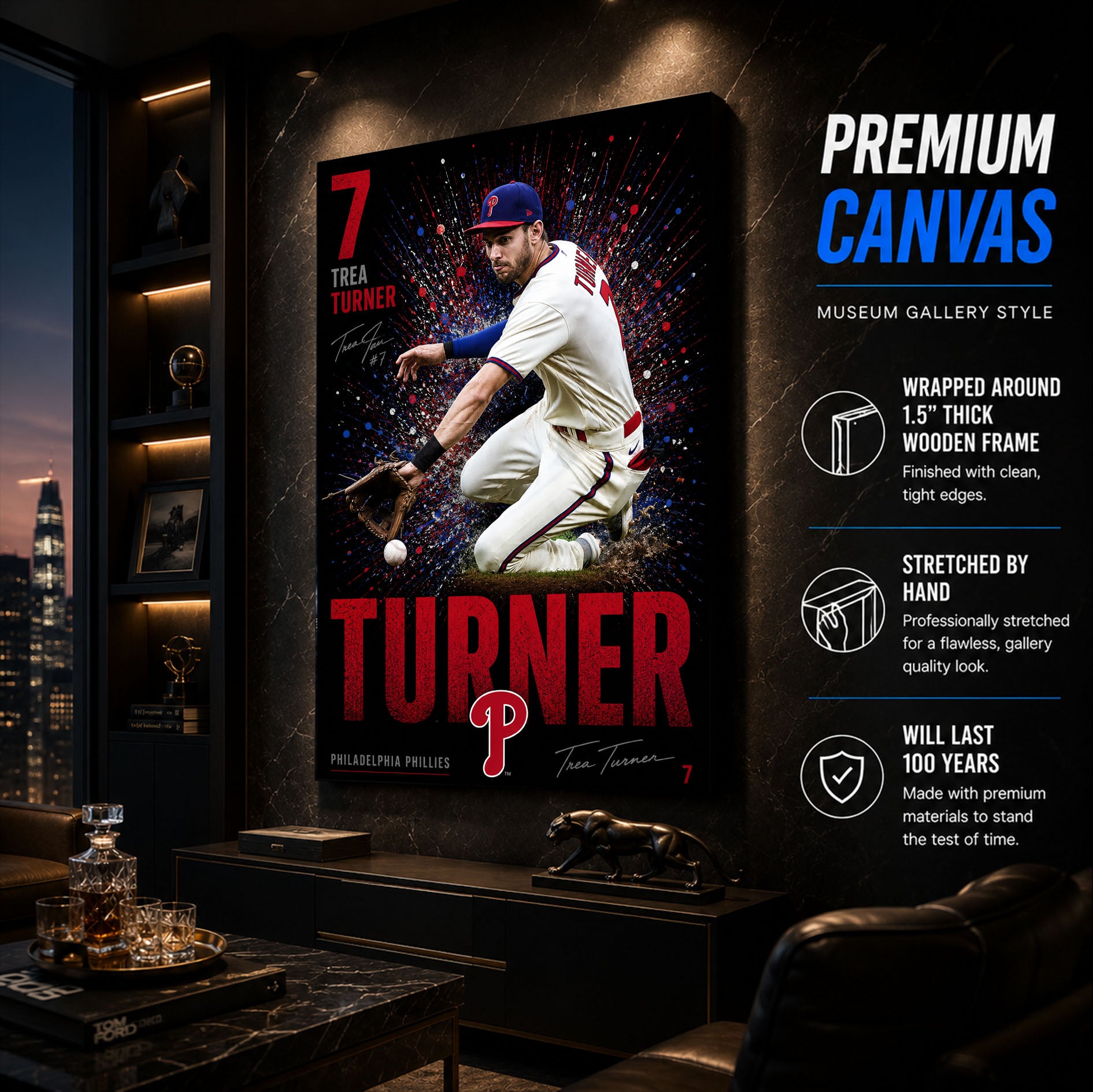 Trea Turner Phillies Poster or Canvas Wall Art