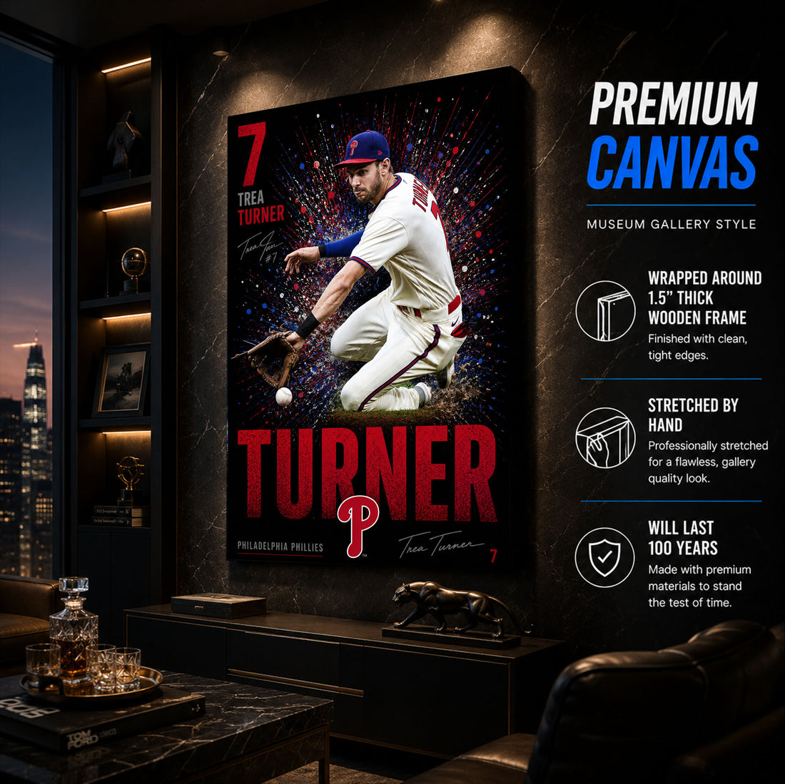 Trea Turner Phillies Poster or Canvas Wall Art