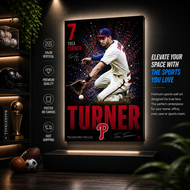 Trea Turner Phillies Poster or Canvas Wall Art