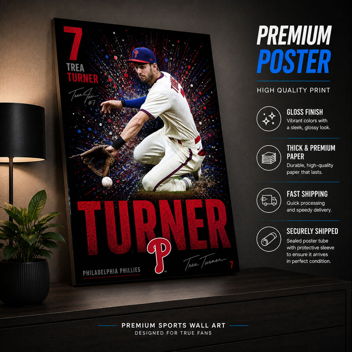 Trea Turner Phillies Poster or Canvas Wall Art